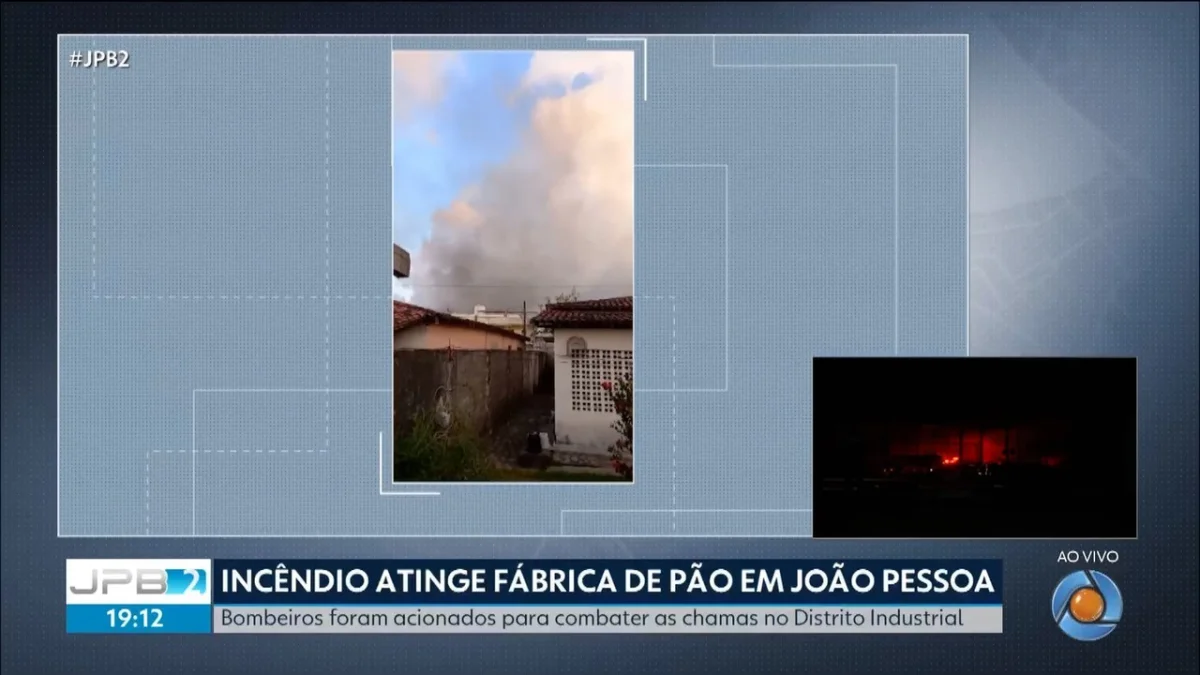 Fábrica de pães em João Pessoa: fogo controlado após mobilização de 80 bombeiros